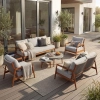 Zestaw Wypoczynkowy Aluminiowy BELLANTI Prato 7 osobowy + stolik | Szary | Teak