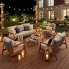 Zestaw Wypoczynkowy Aluminiowy BELLANTI Prato 7 osobowy + stolik | Szary | Teak