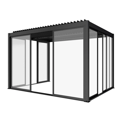 Szklane drzwi przesuwne S8 LUXE 270 x 218 cm do Pergoli 3 m - 100% aluminium antracyt