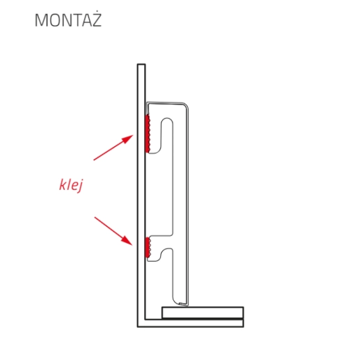 Listwa przypodłogowa wodoodporna BETA Szary 80mm 2,2m - montaż klej