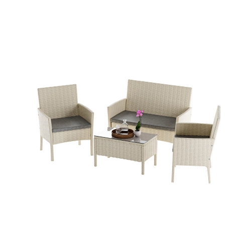 Zestaw mebli ogrodowych rattanowych BELLANTI Volterra 4-osobowy Beige