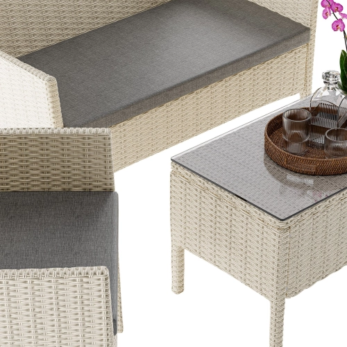 Zestaw mebli ogrodowych rattanowych BELLANTI Volterra 4-osobowy Beige