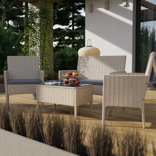 Zestaw mebli ogrodowych rattanowych BELLANTI Volterra 4-osobowy Beige
