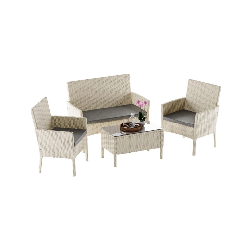 Zestaw mebli ogrodowych rattanowych BELLANTI Volterra 4-osobowy Beige