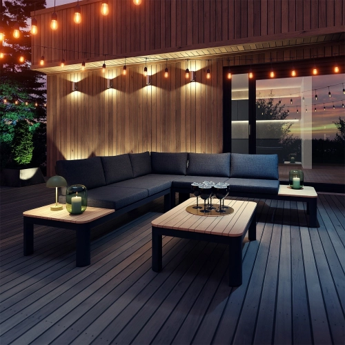 Narożnik ogrodowy aluminiowy BELLANTI Milano Lounge 5-osobowy Dark Grey