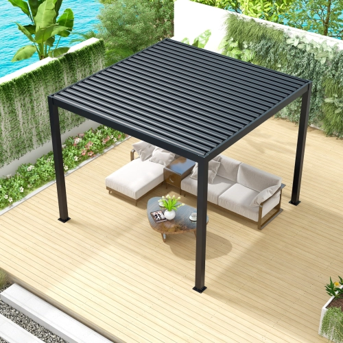 Zestaw Pergola ogrodowa tarasowa aluminiowa NORDVIC Skyline 3 x 3 m Antracyt + Roleta 3 m