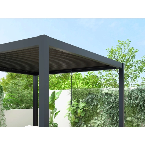 Przyścienna Pergola tarasowa aluminiowa NORDVIC Skyline LED Light 3 x 3 m Antracyt