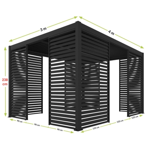 Panel Żaluzjowy boczny aluminiowy 123 x 238 cm - Pergola tarasowa NORDVIC Skyline Antracyt