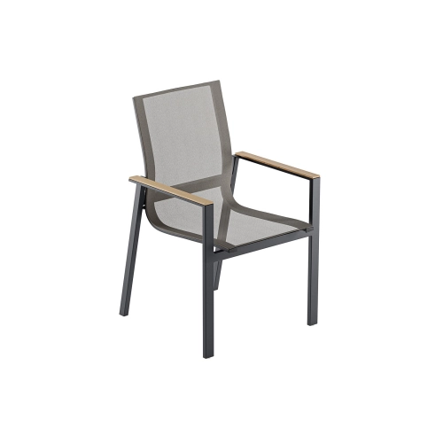 Zestaw jadalniany ogrodowy BELLANTI Verona Luna 6-osobowy Dark Grey – aluminiowy stół z blatem teak i krzesłami
