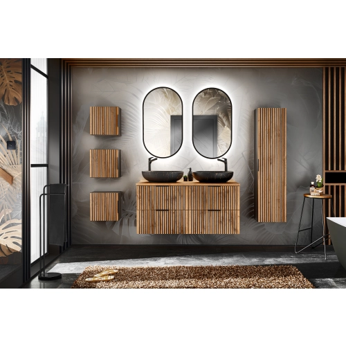 Zestaw Mebli Łazienkowych Dąb struktura ryflowana SET-XIL B 120CM UN. MONA MB A6