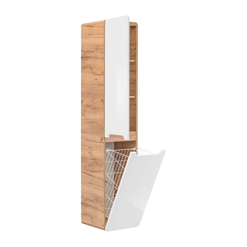 Szafka wysoka 2 drzwi Dąb Craft/Biały Połysk ARUBA WHITE 804 FSC, Comad