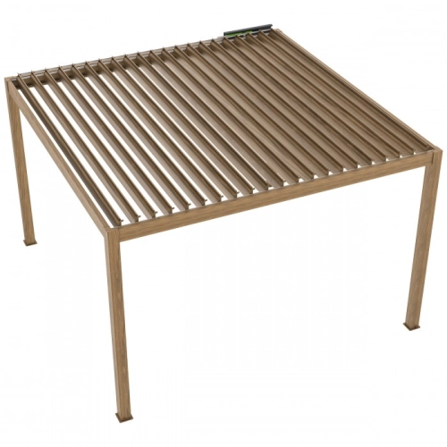 Pergola ogrodowa tarasowa aluminiowa elektryczna LUXE 3 x 4 m Drewno z oświetleniem LED