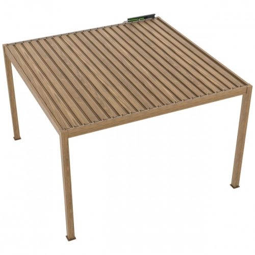 Pergola ogrodowa tarasowa aluminiowa elektryczna LUXE 3 x 4 m Drewno z oświetleniem LED