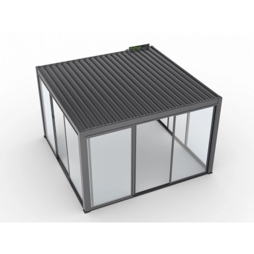 Pergola ogrodowa tarasowa aluminiowa elektryczna LUXE 3 x 4 m Antracyt z oświetleniem LED