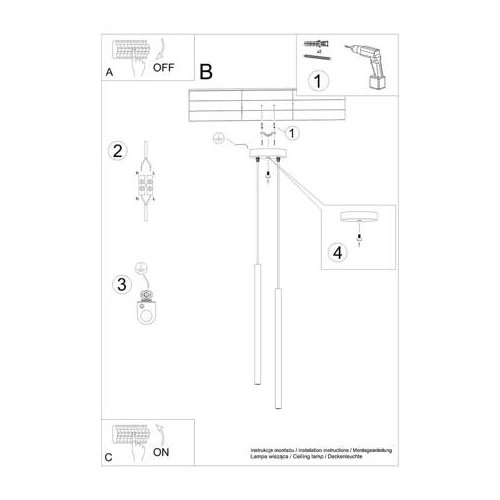 Lampa wisząca PASTELO 2 czarna 2x8W G9 Sollux Lighting