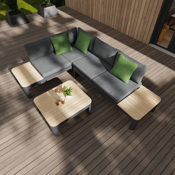 Narożnik ogrodowy aluminiowy BELLANTI Milano Bliss 3-osobowy | Dark Grey
