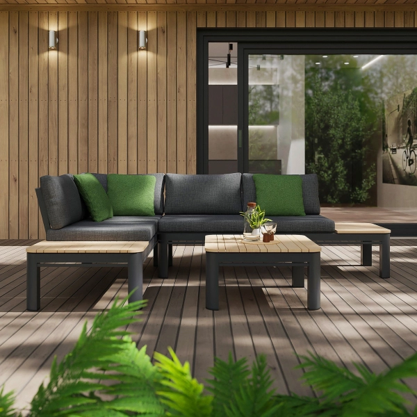 Narożnik ogrodowy aluminiowy BELLANTI Milano Bliss 3-osobowy | Dark Grey