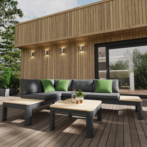 Narożnik ogrodowy aluminiowy BELLANTI Milano Bliss 3-osobowy | Dark Grey