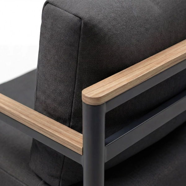 Zestaw Wypoczynkowy Aluminiowy BELLANTI Bucine 3 osobowy + stolik | Czarny | Teak