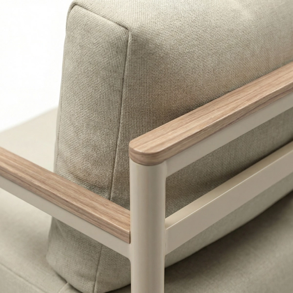 Zestaw Wypoczynkowy Aluminiowy BELLANTI Bucine 2 osobowy + stolik | Beż | Teak