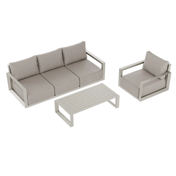 Zestaw Wypoczynkowy Aluminiowy BELLANTI Empoli 4 osobowy + stolik | Beż