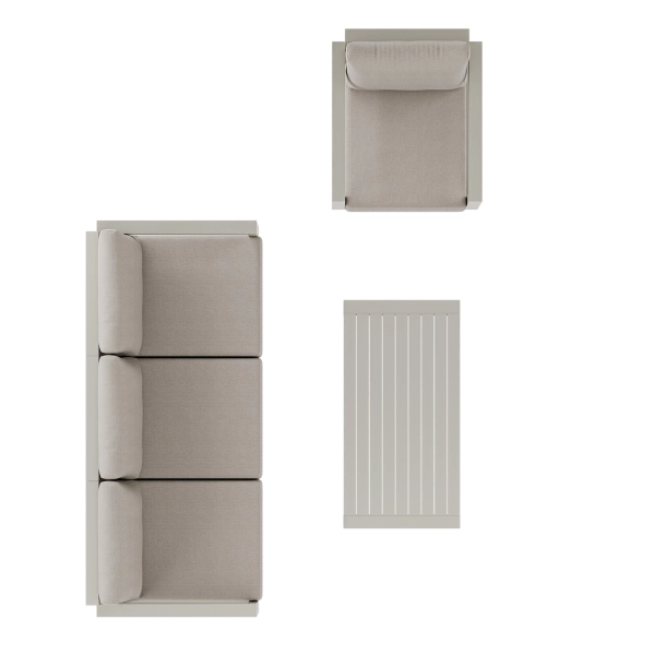 Zestaw Wypoczynkowy Aluminiowy BELLANTI Empoli 4 osobowy + stolik | Beż