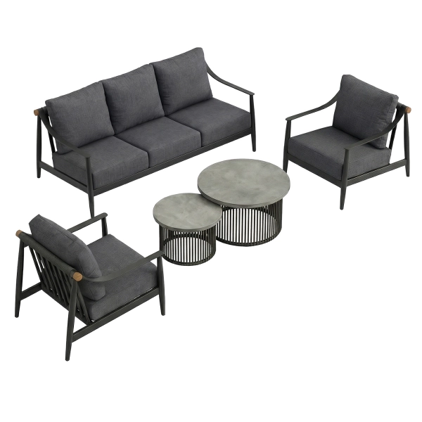 Zestaw Wypoczynkowy Aluminiowy BELLANTI Siena 5 osobowy + stolik | Antracyt