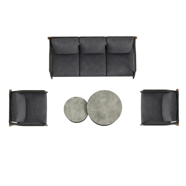 Zestaw Wypoczynkowy Aluminiowy BELLANTI Siena 5 osobowy + stolik | Antracyt