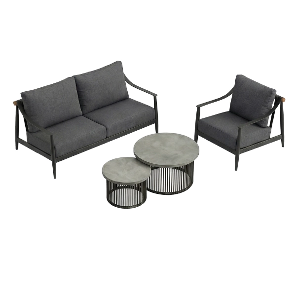 Zestaw Wypoczynkowy Aluminiowy BELLANTI Siena 3 osobowy + stolik | Antracyt