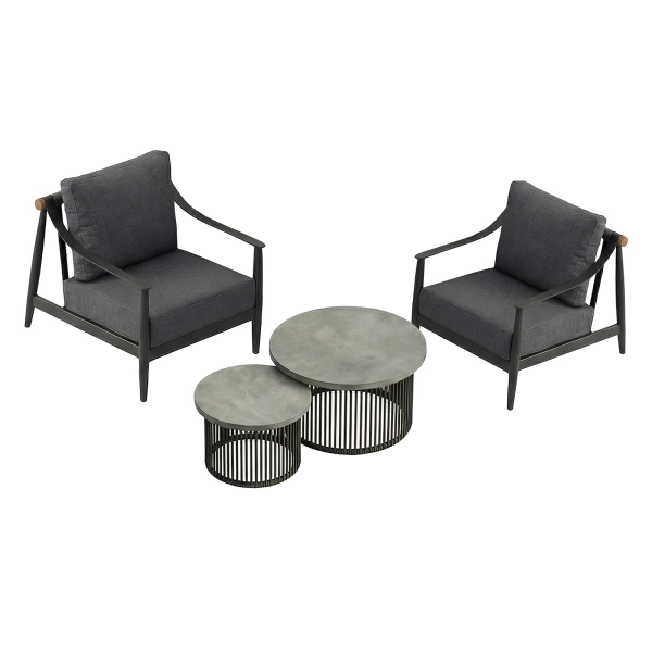 Zestaw Wypoczynkowy Aluminiowy BELLANTI Siena 2 osobowy + stolik | Antracyt