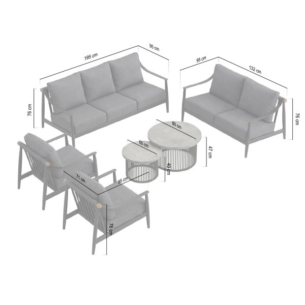Zestaw Wypoczynkowy Aluminiowy BELLANTI Siena 2 osobowy + stolik | Antracyt