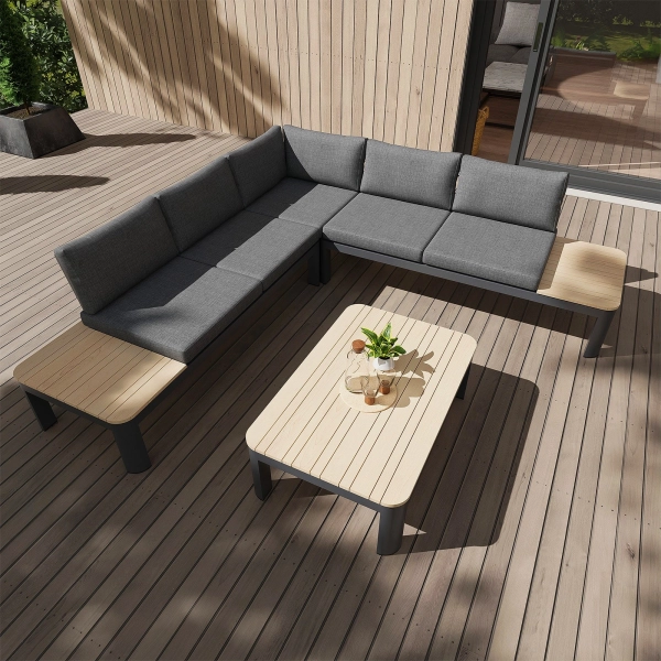 Narożnik ogrodowy aluminiowy BELLANTI Milano Lounge 4-osobowy | Dark Grey