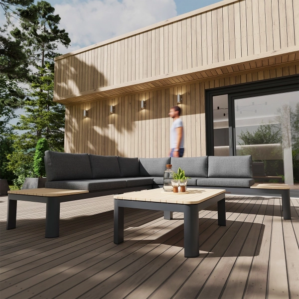 Narożnik ogrodowy aluminiowy BELLANTI Milano Lounge 4-osobowy | Dark Grey
