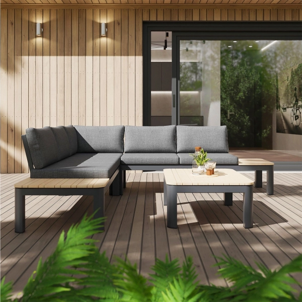 Narożnik ogrodowy aluminiowy BELLANTI Milano Lounge 4-osobowy | Dark Grey