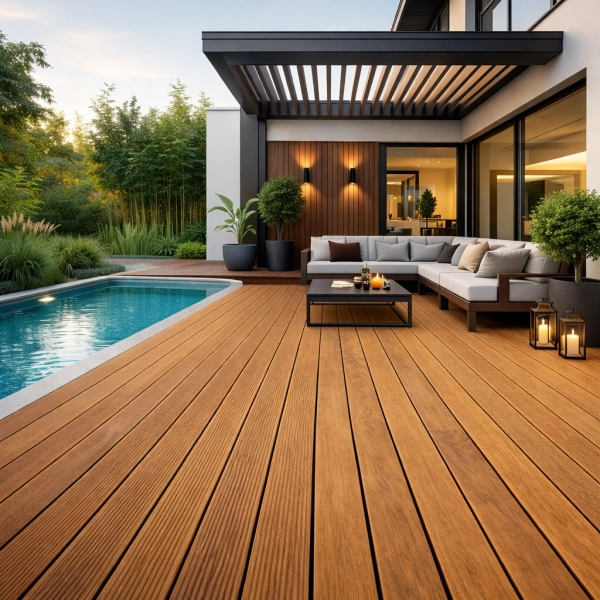 Deska tarasowa naturalna NORDWOOD Angelim Amargoso dwustronna drobny-gładki ryfel | 217 x 14,5 x 2,1 cm