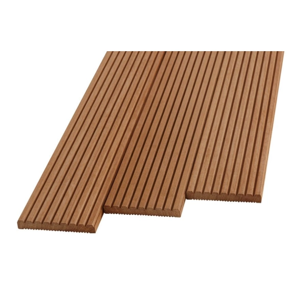 Deska tarasowa naturalna NORDWOOD Bangkirai dwustronna drobny-gładki ryfel | 275 x 14,5 x 2,1 cm