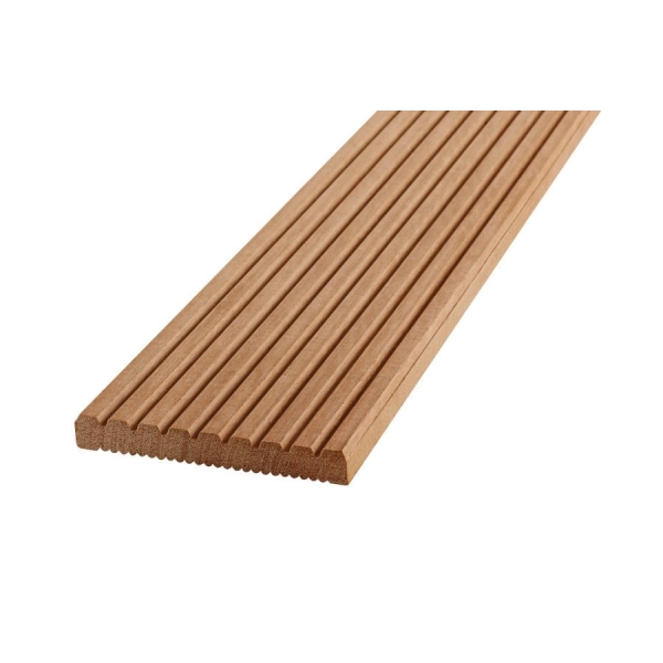 Deska tarasowa naturalna NORDWOOD Bangkirai dwustronna drobny-gładki ryfel | 275 x 14,5 x 2,1 cm