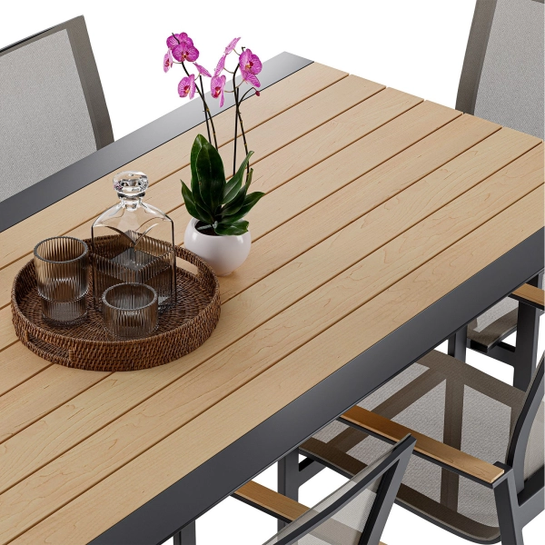 Zestaw jadalniany ogrodowy BELLANTI Verona Luna 4-osobowy Dark Grey – aluminiowy stół z blatem teak i krzesłami