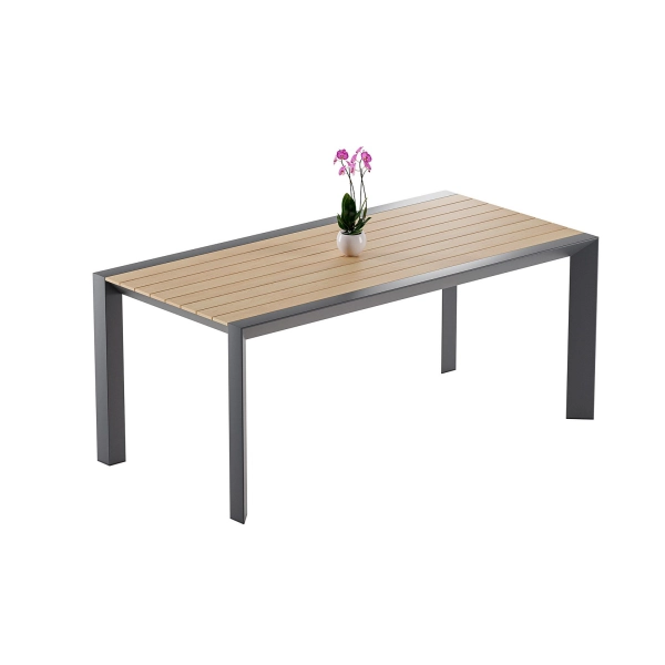 Zestaw jadalniany ogrodowy BELLANTI Verona Luna 4-osobowy Dark Grey – aluminiowy stół z blatem teak i krzesłami