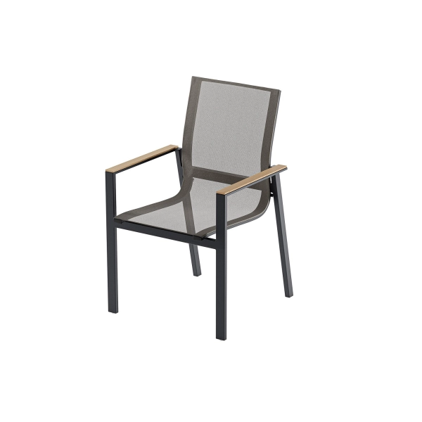Zestaw jadalniany ogrodowy BELLANTI Verona Luna 4-osobowy Dark Grey – aluminiowy stół z blatem teak i krzesłami
