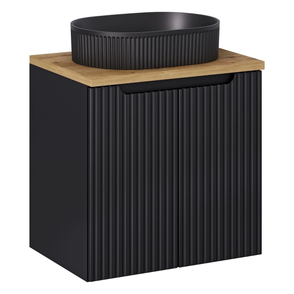 Zestaw Szafka łazienkowa 60 cm czarny mat z umywalką i blatem Nova Black SET-NOB B OAK 60CM D UN BEYOND 5 BM, Comad