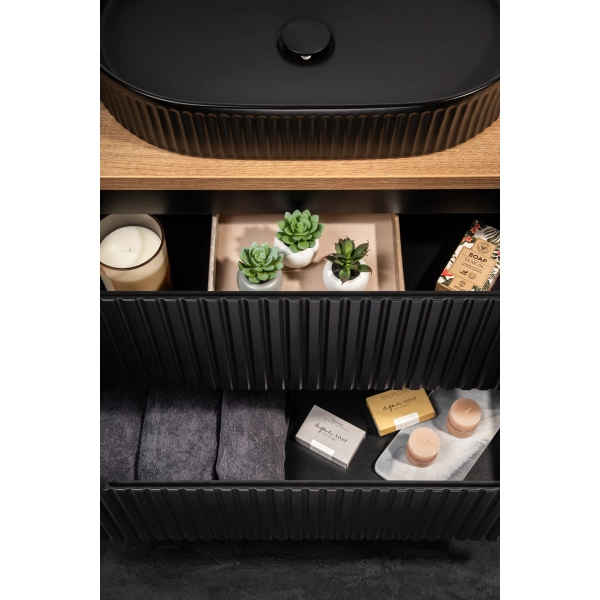 Szafka pod umywalkę 60cm 2 drzwi Czarny Mat NOVA BLACK D2 82-60-2D, Comad