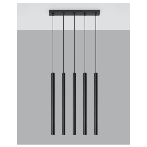 Lampa wisząca PASTELO 5 czarna 5x12W G9 Sollux Lighting
