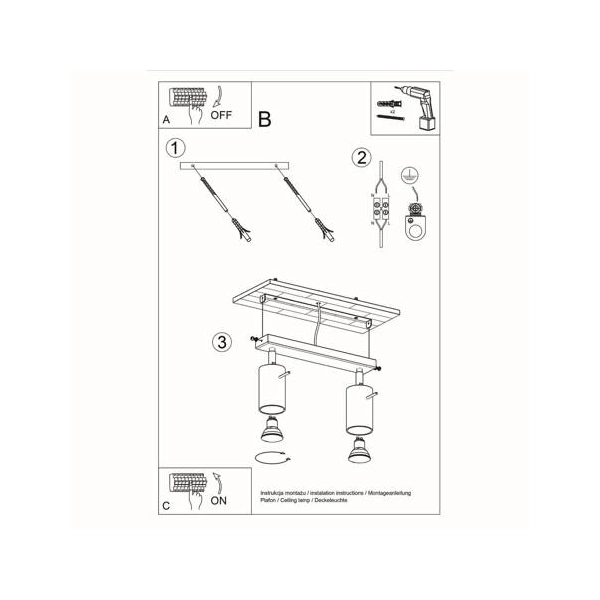 Lampa podsufitowa RING 2 biała 2x12W GU10 Sollux Lighting