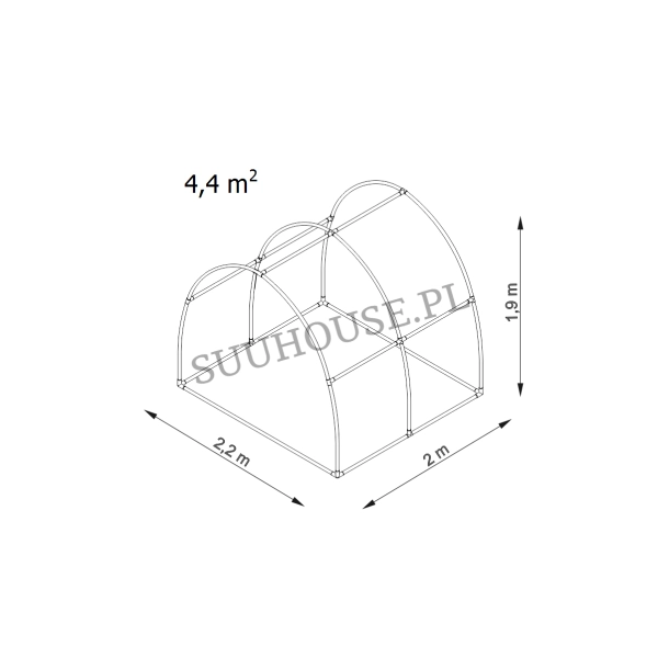 Tunel foliowy BV2 [4,4 m2] 2 x 2,2 x 1,9 m