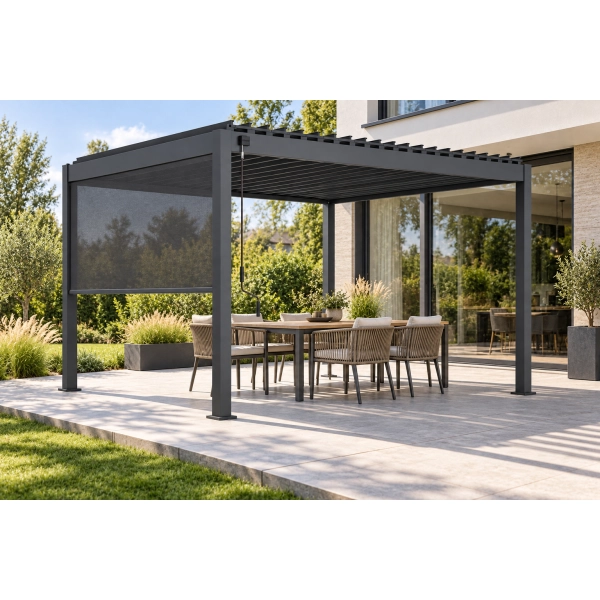 Zestaw Pergola bioklimatyczna aluminiowo-stalowa MIRADOR Element 88 - 3 x 4 m + ROLETA 3M | Antracyt
