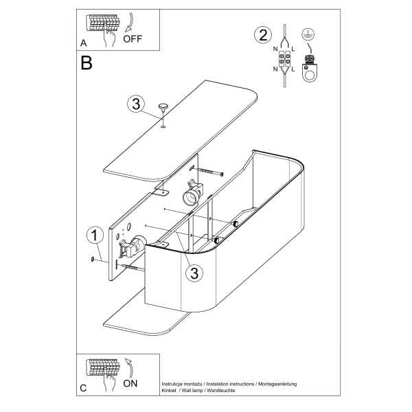 Kinkiet LOKKO czarny 2x60W E27 Sollux Lighting