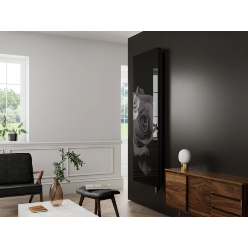 Grzejnik elektryczny INVENTIO Electro Romantic biały/silk ekran czarny f. szkl. róże 70x180 cm INVE-70/180E31FS21+GH-12C2 Instal Projekt