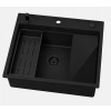 Zlewozmywak granitowy ABSOL 60 czarny Full Black 56x50 cm z syfonem i akcesoriami, Ruvetti