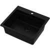 Zlewozmywak granitowy ABSOL 60 czarny Full Black 56x50 cm z syfonem i akcesoriami, Ruvetti